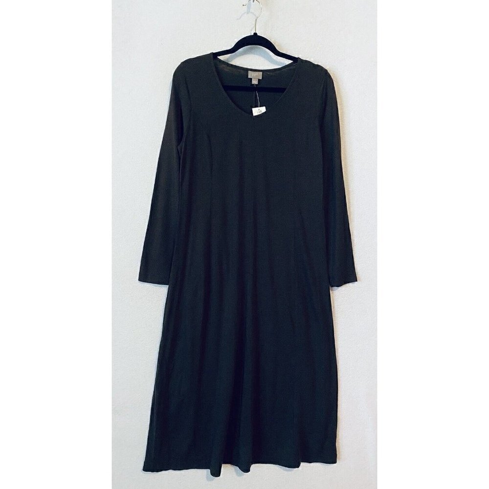 J Jill Dress Womens Small Chocolate Brown Pima Cotton Modal Slub Knit Minimalist